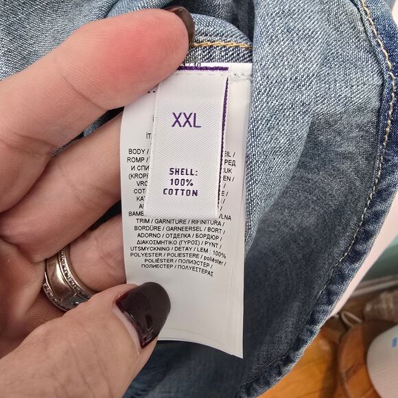 Ralph Lauren Purple Label Italian Made Western Denim Shirt Pearl Snap Men'sXXL - Picture 6 of 9